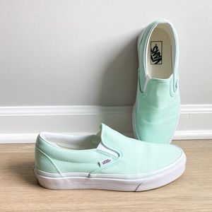 Vans Classic Slip On Sneakers in Mint Green